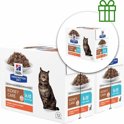 Hill's Prescription Diet k/d Early Stage Péče o ledviny pro kočky 12 x 85 g, 2+1