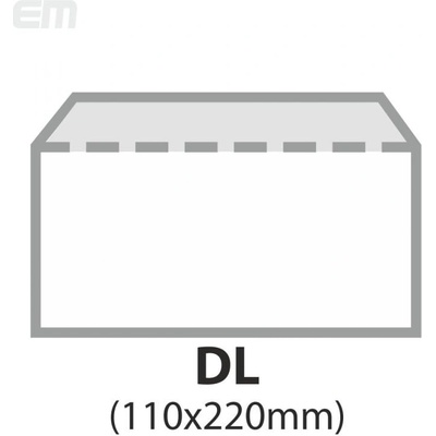 Dopisní obálka DL, bílá 80g, 1000ks, s páskou, vnitřní tisk