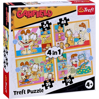 Trefl Детски пъзел Trefl 4 в 1 - Гарфилд обича лазаня (34673)