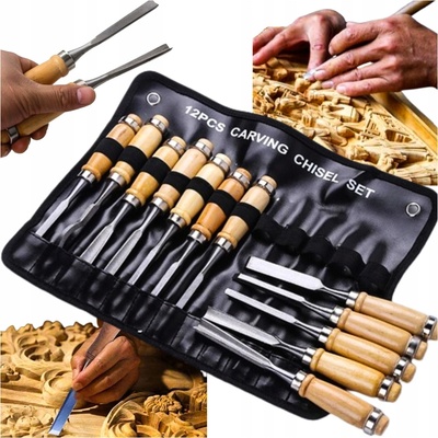 Řezbářské dláto RBHome ocelové s ergonomickou rukojetí 12 ks