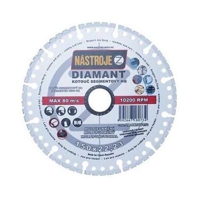 Nástroje cz Kotouč diamantový segmentový 150 x 2,8 x 22,2 mm IM-DK-VU150