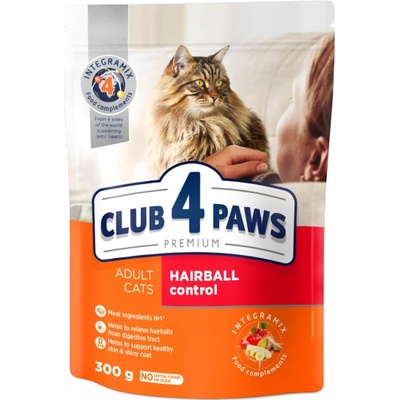 CLUB 4 PAWS Premium Hairball control. For adult cats 300 g