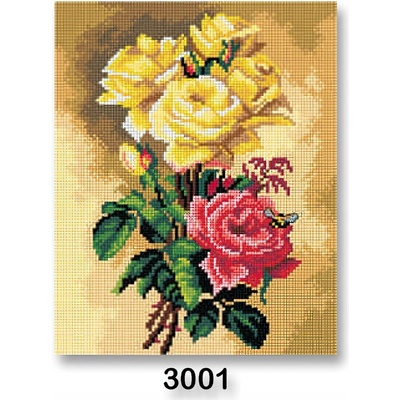 Sada plátna pro vyšívání křížkem, motiv květiny, 24 x 30 cm