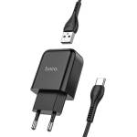 hoco. Зарядно устройство HOCO N2 VIGOUR за електрическата мрежа с USB гнездо 10 W, бързо зарядно устройство + кабел Type-C, ЧЕРНО N2V_B_TYPE_C (N2V_B_TYPE_C)