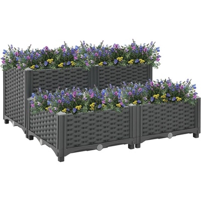 Petrashop Vyvýšený záhon 80 x 80 x 38 cm polypropylen šedý