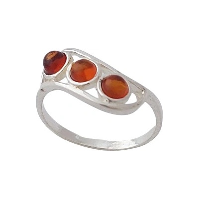 ibeauty Jantarový prsten se třemi očky hnědý J 137R P