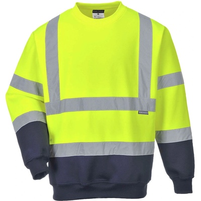 Portwest B306 Hi Vis reflexná mikina žltá tmavomodrá