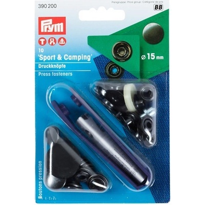 PRYM Knoflík stiskací "Sport & Camping" 15 mm - černěný