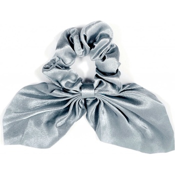 Saténová gumička do vlasů s ozdobnou mašlí Barva: modro-šedá