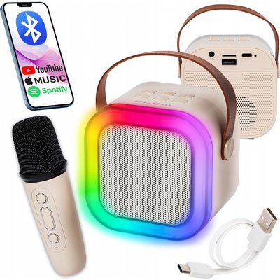 BLUETOOTH REPRODUKTOR PŘENOSNÝ KARAOKE RGB USB MIKROFON SD MINI JACK