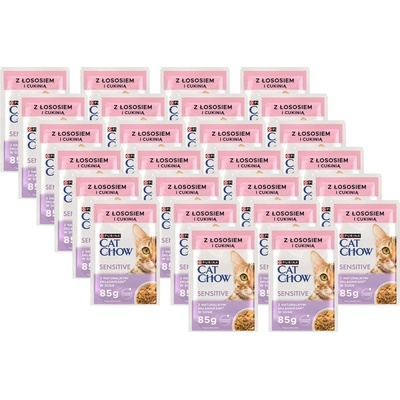CAT CHOW Sensitive krmivo s lososom a cuketou v omáčke 26 x 85 g