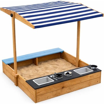 Ginger Home Детски дървен пясъчник 3 в 1 Ginger Home - С Кухня, Пейка и Сенник с UV Защита (2550)