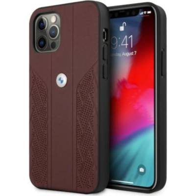 BMW Калъф BMW BMHCP12MRSPPR Leather Curve Perforate, за Apple iPhone 12/12 Pro, червен (BMW000373)