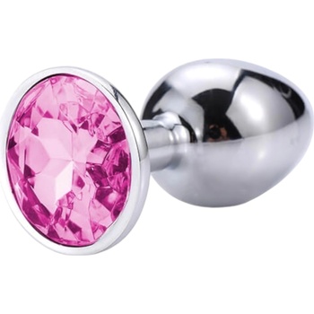 Sunfo Сънфо - метален анален плъг с розов камък (сребрист)