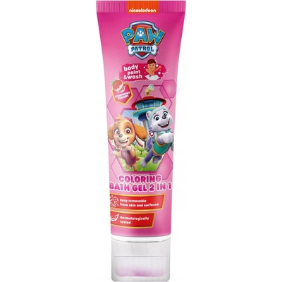 Nickelodeon Paw Patrol Coloring Bath Paint pena do kúpeľa pre deti Pink Strawberry 150 ml
