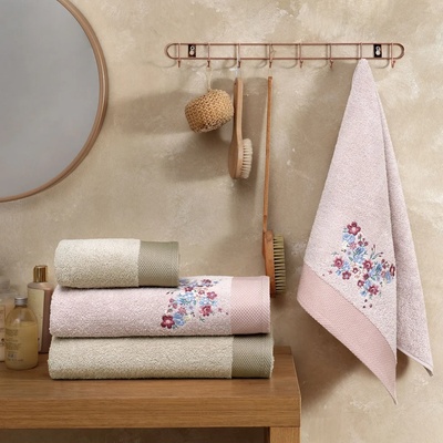 TAC Сет от 4 хавлиени кърпи TAC - Tiffany Pure, розови/бежови (1500201696)
