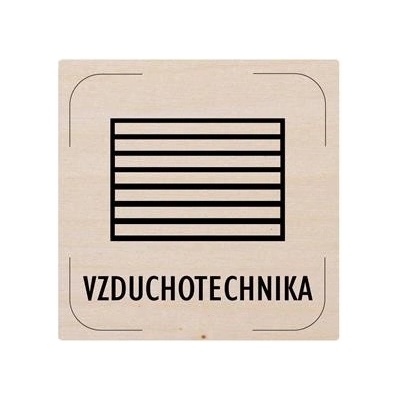 Cedulka na dveře - Vzduchotechnika - piktogram, dřevěná tabulka, 80 x 80 mm