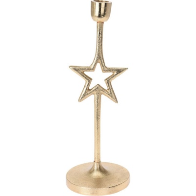 H&L Zlatý kovový svícen 18,5cm, hvězda
