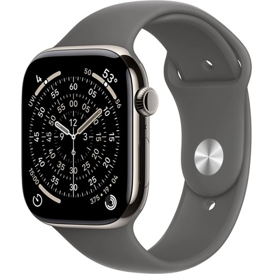 Apple Watch Series 11 Cellular 46 mm Prírodný titán s kamenno sivým športovým remienkom M/L MFCX4WF/A