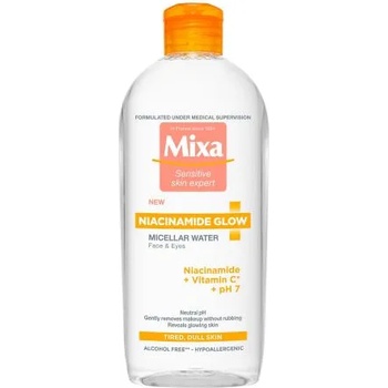 Mixa Niacinamide Glow Micellar Water 400 ml хидратираща и озаряваща мицеларна вода за уморена кожа за жени