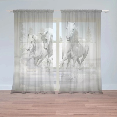 Sablio Záclony Biele kone: 2ks 150x250cm