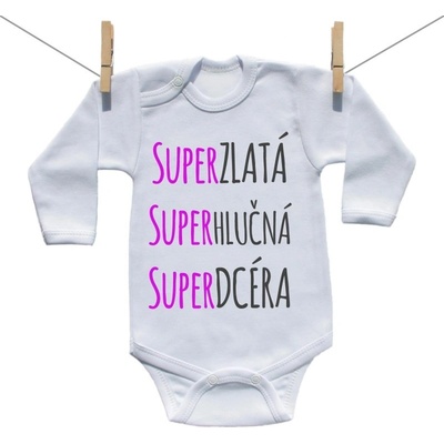 Boodyy Body s dlhým rukávom Super zlatá, super hlučná super dcéra