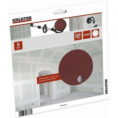 Sada 5ks kulatých brusných papírů Kreator KRT232011 - 225mm, zrnitost G400