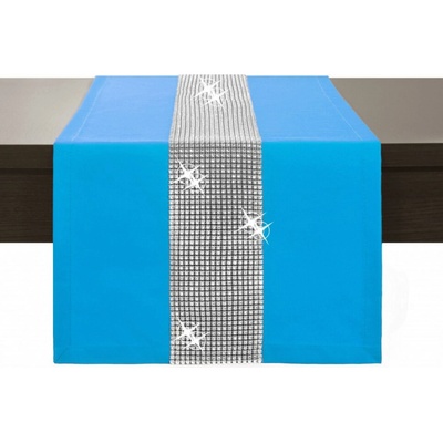 Mondo Italia Běhoun Glamour se zirkony tyrkysově modrý Modrá 40x110 cm