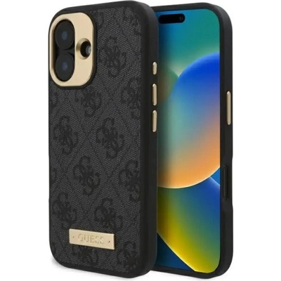 GUESS Калъф Guess 4G Logo Plate MagSafe за iPhone 16 Plus - черен (3666339340070)