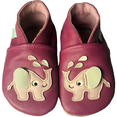 Hopi Hop Kožené capáčky Barefoot Sloník malinová