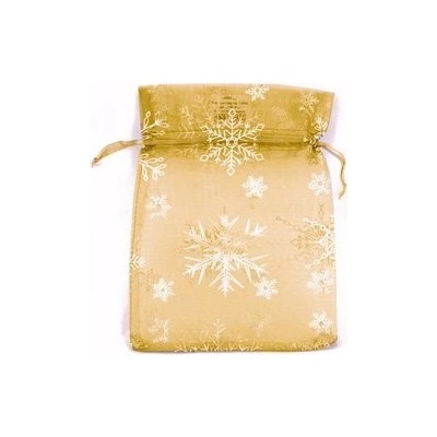 Vrecúško ORGANZA 15x36CM, HVIEZDY, ZLATÁ