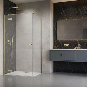 Radaway Квадратна душ кабина с люлееща се врата Radaway Essenza KDJ 80x80 см, матирано златисто-прозрачно покритие, лява (1385043-99-01L+1384051-01-01)