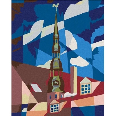 zuty Malování podle čísel Střecha domu a nebe 80 x 100 cm vypnuté plátno na rám