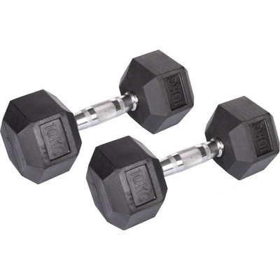 Merco Hex Rubber Dumbbell činka hmotnost 10 kg