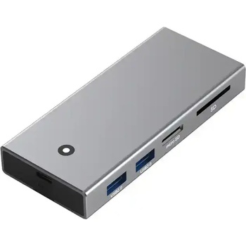 Image 1 of Plasico Computers Професионална докинг станци и кутия за SSD диск BE MC501, 5-портовa, USB-C/A 3.2 Gen2, HDMI 4K/60Hz, SD/TF, M. 2 NVME/SATA, Сивa (MC501 SD/TF)
