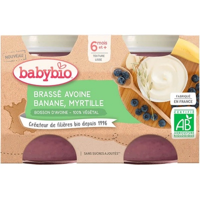 Babybio Brassé z ovesného mléka banán borůvka 2 x 130 g – Zboží Dáma