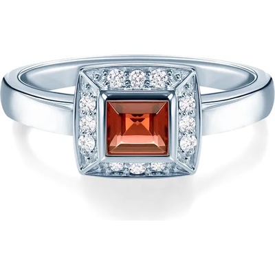 SAVICKI Годежен пръстен Savicki: бяло злато, гранат, диаманти