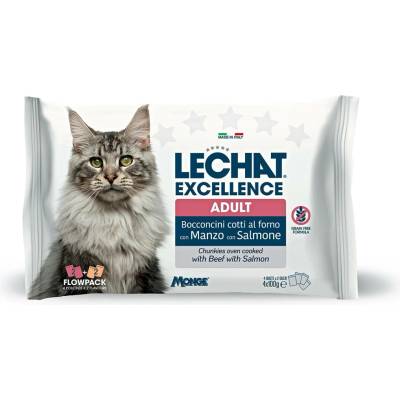 Lechat Excellence ADULT hovädzie/losos 4 x 100 g