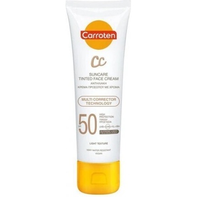Carroten Слънцезащитен CC матиращ крем за лице, arroten Waterproof Tinted Sunscreen Face Cream CC with Matte Effect 50SPF 50ml