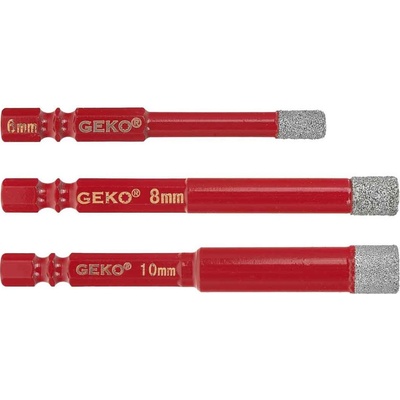 Sada diamantových vrtákov do gresu 6, 8, 10 mm, upnutie 6-HRAN, GEKO