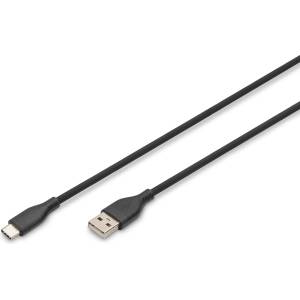 ASSMANN USB-C Силиконов кабел за зареждане от USB-A към USB-C USB 2.0 60W 1 м черен AK-300340-010-S (AK-300340-010-S)