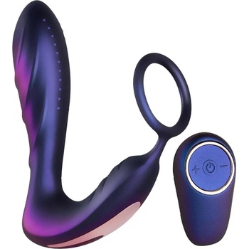 ostatní Вибрираща анална запушалка с черна дупка, ерекционен пръстен и дистанционно управление (14, 3 см)