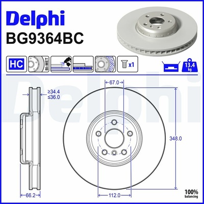 Brzdový kotúč DELPHI BG9364BC