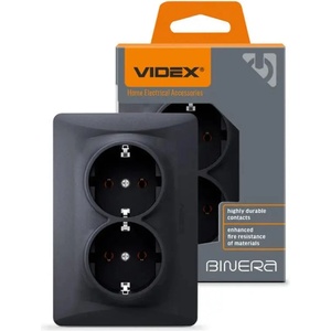 Videx ДВОЕН КОНТАКТ ШУКО vf-bnsk2g-bg 16А binera videx - ГРАФИТ (4820118295046)