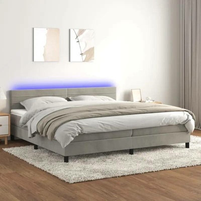 vidaXL 11461.3134483 Boxspring postel s matrací a LED světle šedá samet