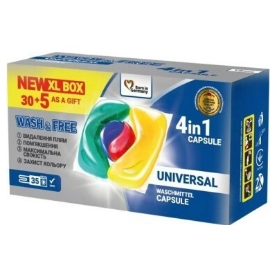 WashandFree Wash & Free Univerzálne kapsule na pranie 4v1 35 PD