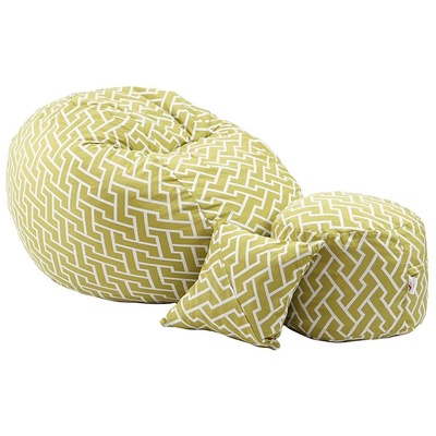 PUFRELAX Комплект Барбарон с табуретка за крака и декоративна възглавница 500л. Matusalem, Zippity Green, Перящ се калъф, Подходящ за деца, Пълнеж с микс от мемори пяна и дунапрен, Гама Premium (PUF-M-MOP-PT-ZIG)