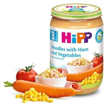 Hipp БИО пюре Макарони с Шунка и Зеленчуци 8м+ 220г