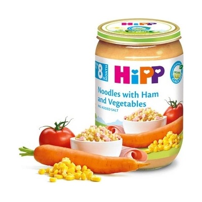 Hipp БИО пюре Макарони с Шунка и Зеленчуци 8м+ 220г