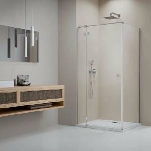 Radaway Правоъгълна душ кабина с люлееща се врата Radaway Essenza KDJ 80x120 см, матово никелово-прозрачно покритие, лява (1385043-91-01L+1384054-01-01)